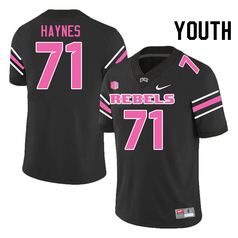 Youth #71 Ed Haynes UNLV Rebels College Football Jerseys Stitched-Black